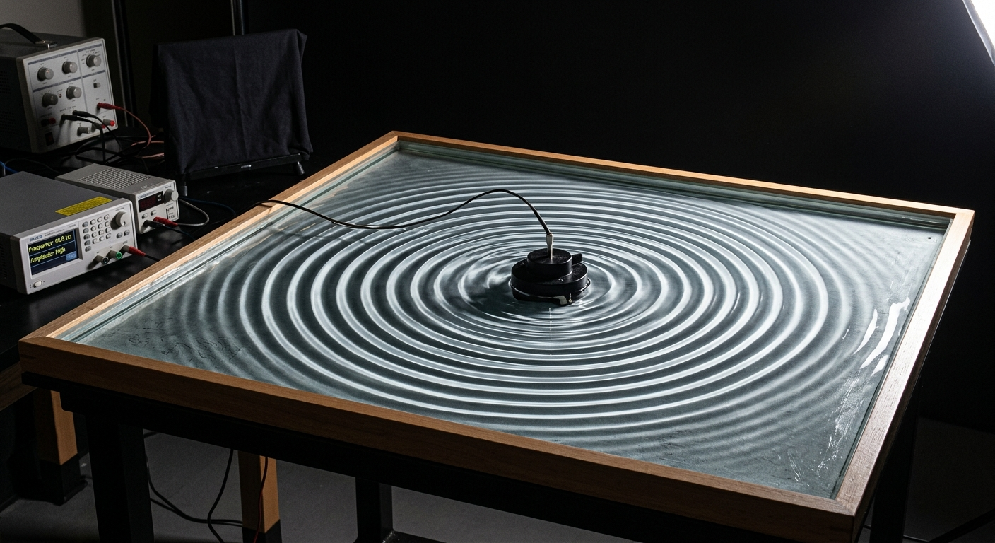 Onde circulaire à la surface de l'eau, vue stroboscopique