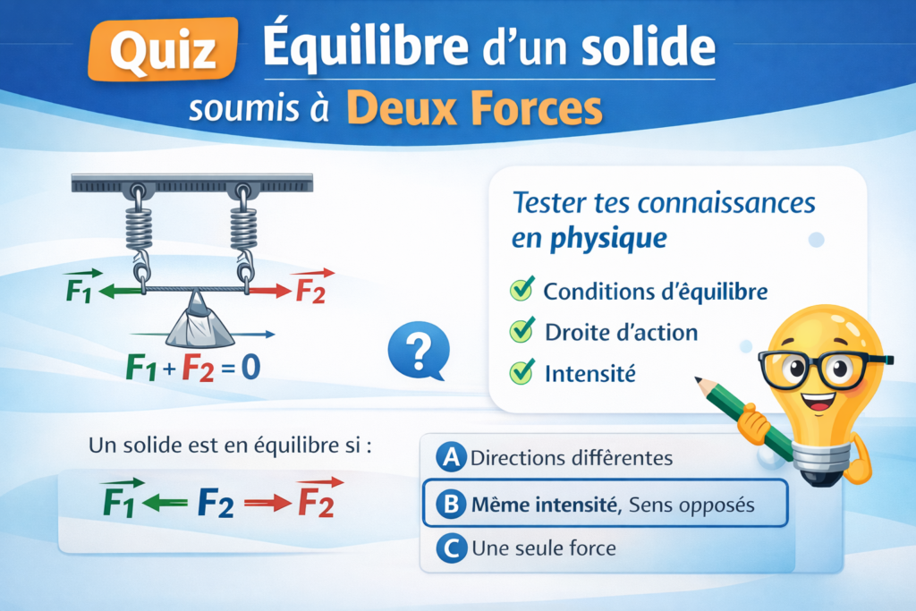 quiz équilibre d’un solide soumis à deux forces